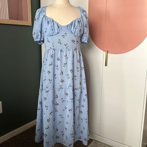Puff sleeve midi dress